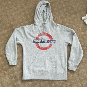 London “Mind The Gap” hoodie sweatshirt, XS unisex